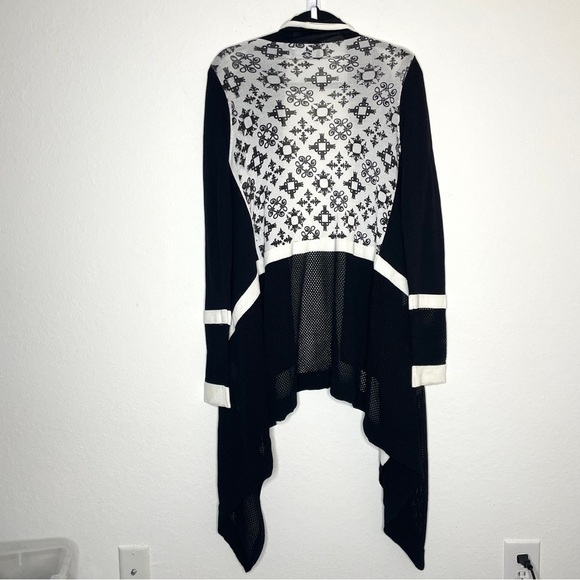 NWT Tonia Debellis Black and White Waterfall Cardigan Open Front Size S - Picture 6 of 13